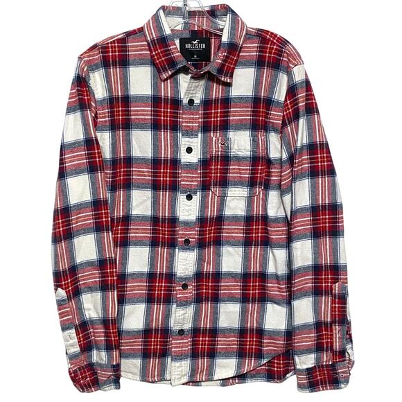 Hollister Plaid Flannel Button Up Shirt Mens M Country Chore Western Ranch Barn - Picture 1 of 6